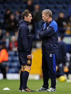 Images Dated 1st January 2012: Everton's Battle at The Hawthorns: Moyes and Jagielka Lead the Toffees Against West Brom