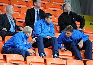 Images Dated 19th July 2012: Everton's Big Three: Naismith, Cahill, Jelavic Reunited in the Stands at Tannadice Park