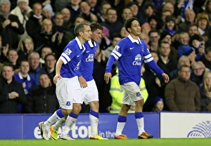 Everton 4 V Stoke City 0 : Goodison Park : 30-11-2013 Prints: Everton's Bryan Oviedo Scores Second Goal Against Stoke City at Goodison Park