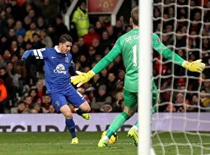 Images Dated 4th December 2013: Everton's Bryan Oviedo Scores Stunning Goal to Silence Old Trafford (4-12-2013)