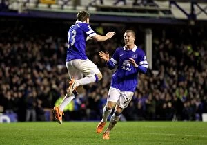 Images Dated 4th January 2014: Everton's Coleman and Barkley: Unstoppable Duo Celebrates Fourth Goal vs