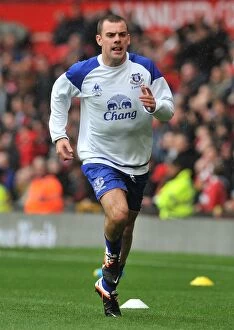 22 April 2012 v Manchester United, Old Trafford Collection: Everton's Darron Gibson: Focused and Ready at Old Trafford - Pre-Game Ritual vs Manchester United