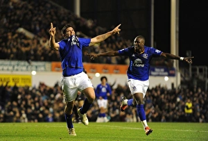 FA Cup - Round 4 - Everton V Fulham - 27 January 2012 Prints: Everton's Denis Stracqualursi and Magaye Gueye Celebrate First Goal in FA Cup Fourth Round Match Against Fulham
