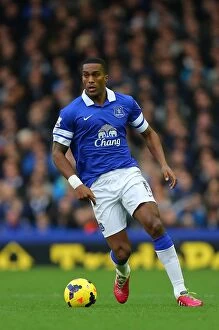 Images Dated 30th November 2013: Everton's Dominant Performance: Sylvain Distin Scores the Fourth in Everton's 4-0 Win Over Stoke