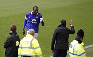 Everton 3 V Arsenal 0 : Goodison Park : 06-04-2014 Prints: Everton's Double Strike: Lukaku and Martinez Celebrate in Style as Arsenal is Held Scoreless (3-0)
