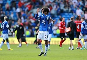 Images Dated 31st August 2013: Everton's Fellaini Shows Appreciation: A Silent 0-0 at Cardiff City Stadium (August 31, 2013)