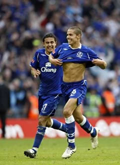 Images Dated 19th April 2009: Everton's Glory: Rodwell and Cahill's FA Cup Semi-Final Penalty Victory Over Manchester United