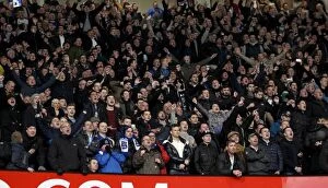 Images Dated 4th December 2013: Everton's Glory: Thrilling Fan Celebrations at Old Trafford - Manchester United 0-1 Everton