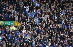 Images Dated 17th October 2010: Everton's Glory: Unforgettable Derby Victory Over Liverpool - Fans Celebrate at Goodison Park