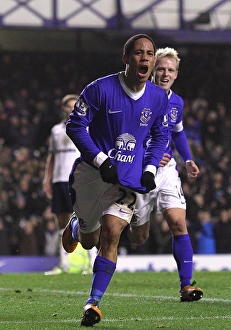 Everton 2 V Tottenham Hotspur 1 : Goodison Park : 09-12-2012 Prints: Everton's Historic Premier League Victory: Steven Pienaar's Game-Winning Goal vs