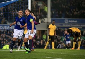 Images Dated 6th November 2014: Everton's Jagielka and Osman: Double Delight in Europa League Victory