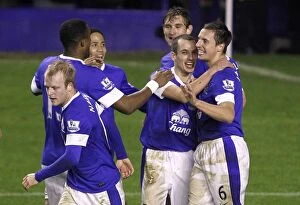 Images Dated 26th December 2012: Everton's Jagielka Scores Double: Victory Over Wigan Athletic in Premier League (26-12-2012)