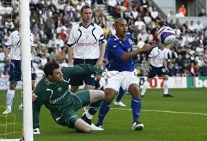 2007 Prints: Everton's James Vaughan Faces Off Against Preston North End's Andy Lonergan - Pre-Season Friendly (2007)