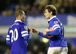 Images Dated 4th January 2014: Everton's Jelavic and Barkley: A Dazzling Dance of Goal Celebration - FA Cup Third Round
