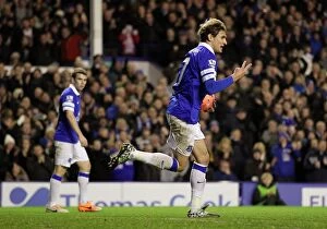 FA Cup : Round 3 : Everton 4 v Queens Park Rangers 0 : Goodison Park : 04-01-0214 Collection: Everton's Jelavic Scores Hat-trick: Everton Crushes QPR 4-0 in FA Cup (2013-2014)
