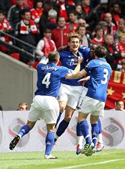 Images Dated 14th April 2012: Everton's Jelavic Scores Opening Goal Against Liverpool in FA Cup Semi-Final at Wembley Stadium