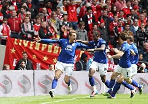 Images Dated 14th April 2012: Everton's Jelavic Scores Thrilling Opener Against Liverpool in FA Cup Semi-Final at Wembley