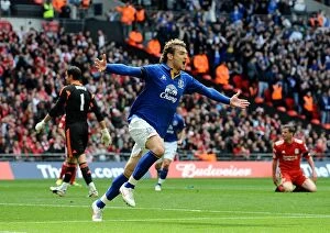 Images Dated 14th April 2012: Everton's Jelavic Scores Thrilling Opener in FA Cup Semi-Final Against Liverpool at Wembley