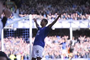 Images Dated 22nd May 2011: Everton's Jermaine Beckford: Game-Winning Goal Celebration vs. Chelsea (May 22, 2011)