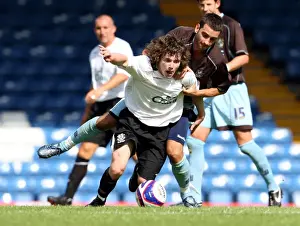 Everton's John Paul Kissock Fouls by Bury's Paul Scott (07/08): Pre-Season Friendly Clash at Gigg Lane