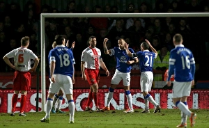 FA Cup Prints: Everton's Johnny Heitinga: Celebrating a Triumphant Hat-trick in FA Cup Fourth Round Win Against Stevenage (25)