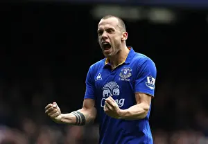 Framed Print : Everton's Johnny Heitinga: Celebrating Victor Anichebe's Game-Winning Goal (4-0 vs. Sunderland, Goodison Park, April 9, 2012) Framed Print : Everton's Johnny Heitinga: Celebrating Victor Anichebe's Game-Winning Goal (4-0 vs. Sunderland, Goodison Park, April 9, 2012)