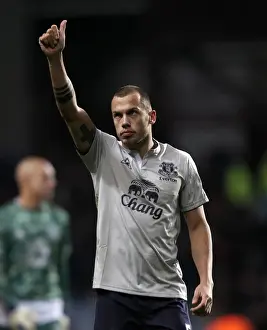 Everton's Johnny Heitinga: Victory Salute to Faithful Fans at Villa Park (14 January 2012)