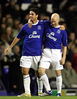 Everton's Johnson and Arteta in Triumph: Everton FC vs Bolton Wanderers, FA Barclays Premiership, Goodison Park - 06/11/06