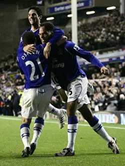 Everton's Joleon Lescott and Leon Osman Celebrate First Goal vs. Aston Villa (08/09)