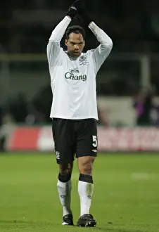 Everton's Joleon Lescott Salutes Fans After UEFA Cup Match vs Fiorentina (2008)