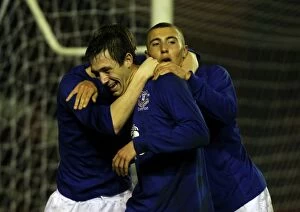 Images Dated 12th January 2011: Everton's Jordan Barrow Scores and Celebrates with Teammates: FA Youth Cup Victory