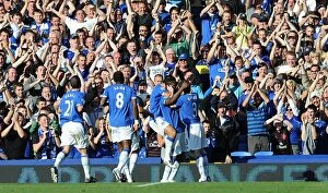 Images Dated 20th September 2009: Everton's Joseph Yobo in Triumph: The Thrilling Moment of His Third Goal Against Blackburn Rovers