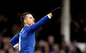 Images Dated 15th January 2017: Everton's Kevin Mirallas Celebrates Second Goal Against Manchester City at Goodison Park