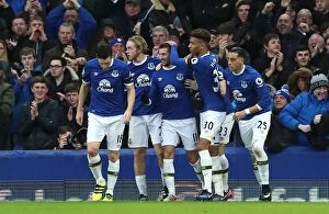 Images Dated 15th January 2017: Everton's Kevin Mirallas Scores Second Goal Against Manchester City at Goodison Park
