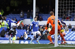 FA Cup Prints: Everton's Lacina Traore Scores Opening Goal in FA Cup Fifth Round Against Swansea City (16-02-2014)