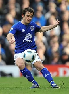 Images Dated 30th November 2010: Everton's Leighton Baines in Action: Premier League Clash at Craven Cottage (September 25)