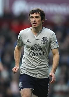 Images Dated 14th January 2012: Everton's Leighton Baines in Action: Premier League Rivalry vs. Aston Villa (14 January 2012)