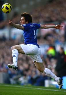 26 February 2011 Everton V Sunderland Prints: Everton's Leighton Baines in Action: Everton vs