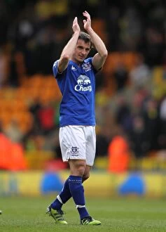 07 April 2012 v Norwich City, Carrow Road Collection: Everton's Leighton Baines in Action: Everton vs. Norwich City