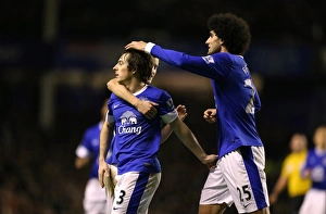 Everton 2 V West Bromwich Albion 1 : Goodison Park : 30-01-2013 Prints: Everton's Leighton Baines Scores Game-Winning Goal vs