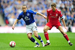 FA Cup - Semi Final - Liverpool V Everton - 14 April 2012 Prints: Everton's Leon Osman Outwits Liverpool's Steven Gerrard in FA Cup Semi-Final Clash at Wembley Stadium