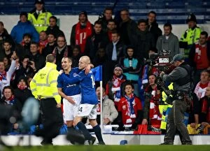 Images Dated 6th November 2014: Everton's Leon Osman Scores First Goal in Europa League Clash Against Lille