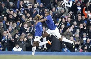 29 January 2011 Everton v Chelsea Collection: Everton's Louis Saha Celebrates Historic First Goal Against Chelsea in FA Cup Fourth Round