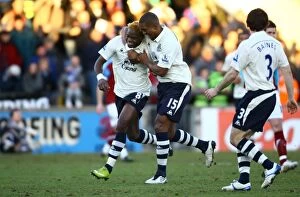 Images Dated 8th January 2011: Everton's Louis Saha: Celebrating His FA Cup Third Round Goal Against Scunthorpe United