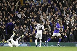 Images Dated 26th October 2011: Everton's Louis Saha: Celebrating the First Goal Against Chelsea in the Carling Cup (October 2011)