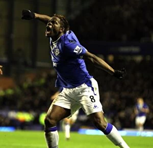 Images Dated 10th February 2010: Everton's Louis Saha: Celebrating Glory at Goodison Park Against Chelsea