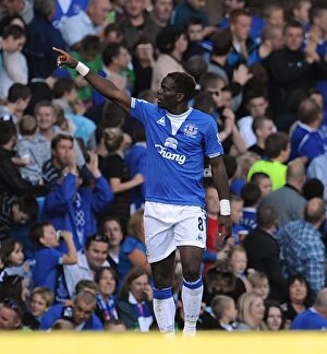 Images Dated 20th September 2009: Everton's Louis Saha: Double Delight - Celebrating Goal Number Two Against Blackburn Rovers at