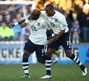 08 January 2011 Scunthorpe United V Everton Prints: Everton's Louis Saha: FA Cup Glory Begins with His First Goal vs