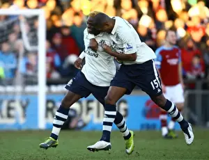 Everton's Louis Saha: Relishing His First Goal Against Scunthorpe United in the FA Cup Third Round (08 January 2011)