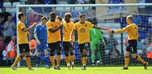 Images Dated 30th July 2011: Everton's Louis Saha: Relishing in His Goal Against Birmingham City (July 30, 2011)